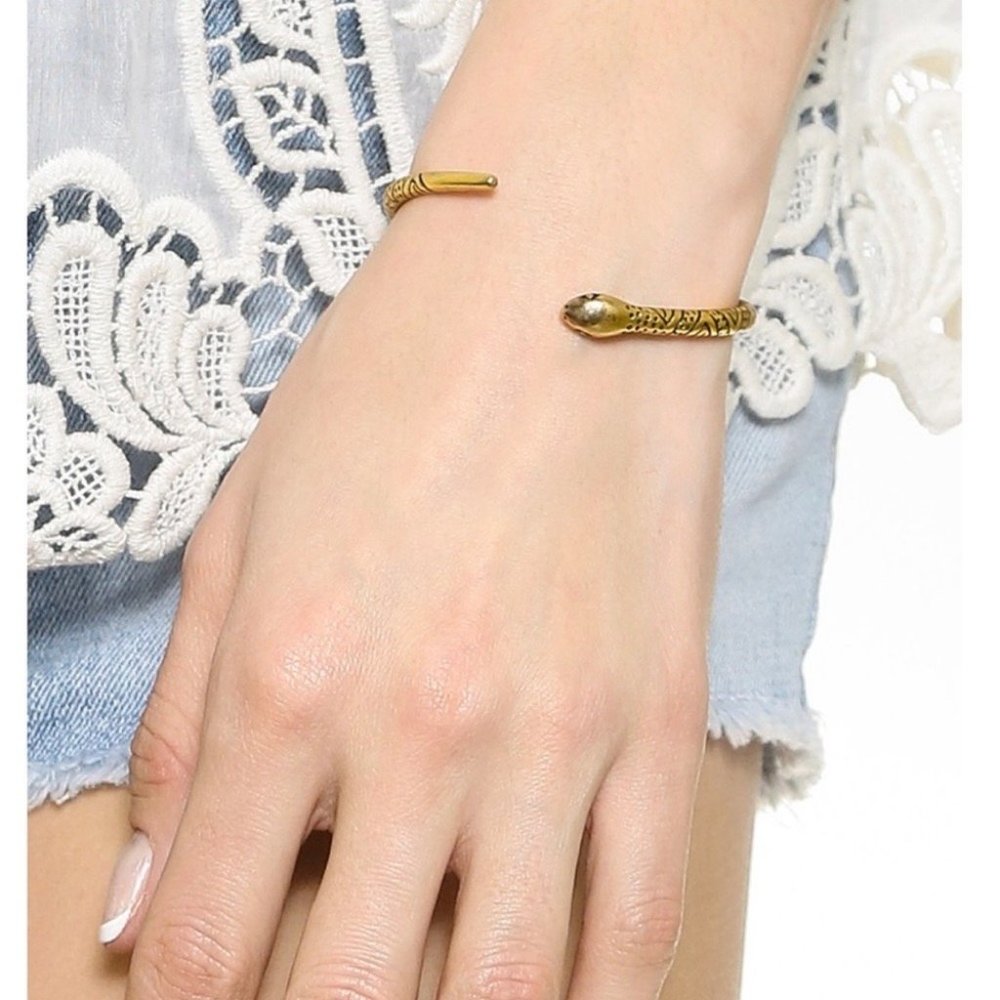 NEW Madewell Gold Snake Cuff Brass Open End Bracelet - Picture 2 of 7
